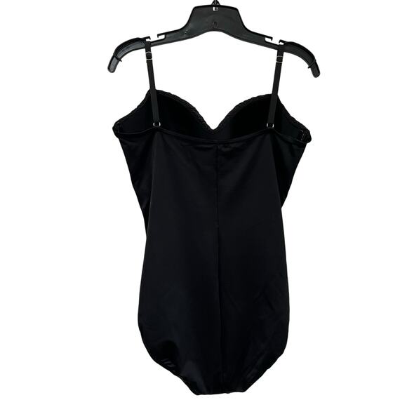 Miraclesuit Black One Piece Swimsuit Size 14 Underwire Tummy Control Ruched - Picture 2 of 8